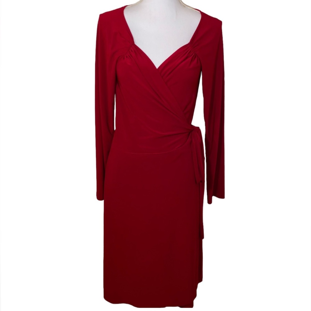 Norma Kamali Crimson Red Long Sleeve Wrap Dress